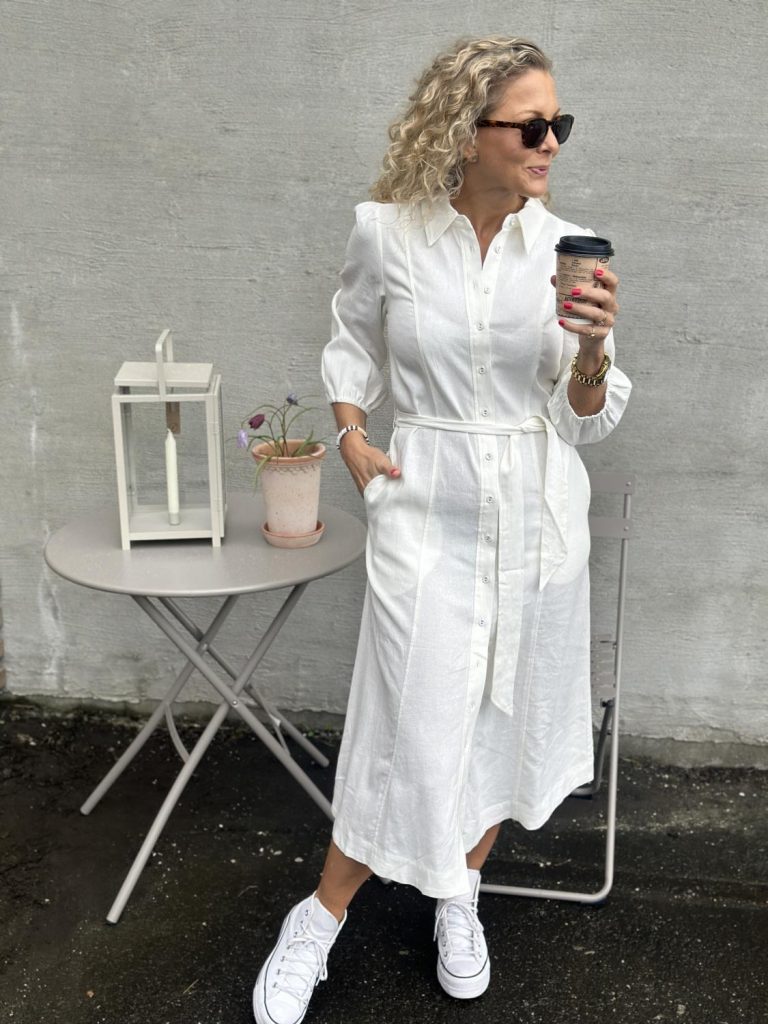 YAS Flaxy Linen Shirt Dress White