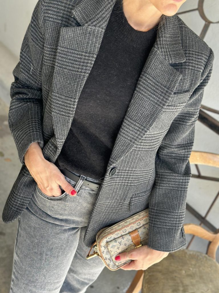 Selected Femme Bex Oversixed Blazer Dark Grey/Check