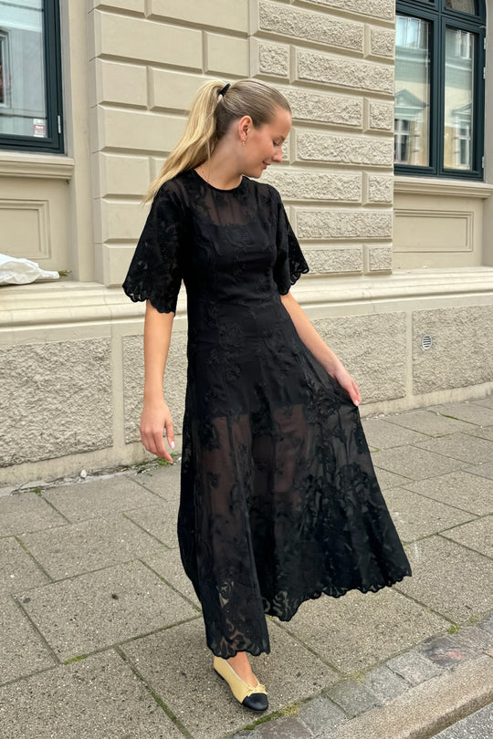 BY IC Ellinor Lace Long Dress Vintage Black