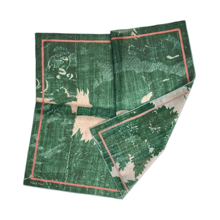 Tapis Noir Light Green Toile Scarf 67x67